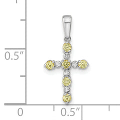 14k White Gold Peridot and Diamond Cross Pendant