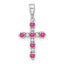14k White Gold Pink Tourmaline and Diamond Cross Pendant