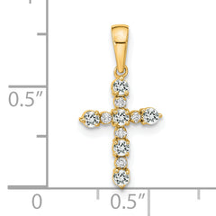 14k White Topaz and Diamond Cross Pendant