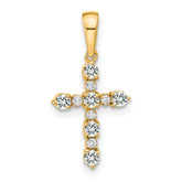 14k White Topaz and Diamond Cross Pendant