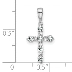 14k White Gold White Topaz and Diamond Cross Pendant