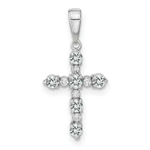 14k White Gold White Topaz and Diamond Cross Pendant