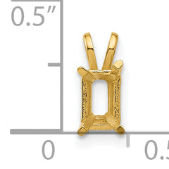 14k 6x4mm Emerald-cut Stone Pendant Mounting (No Stone Included)