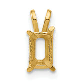 14k 6x4mm Emerald-cut Stone Pendant Mounting (No Stone Included)