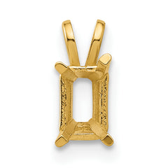 14k 6x4mm Emerald-cut Stone Pendant Mounting (No Stone Included)