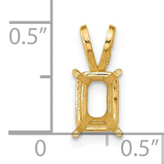 14k 7x5mm Emerald-cut Stone Pendant Mounting (No Stone Included)