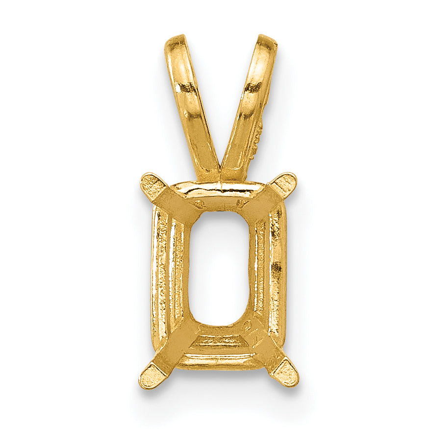 14k 7x5mm Emerald-cut Stone Pendant Mounting (No Stone Included)