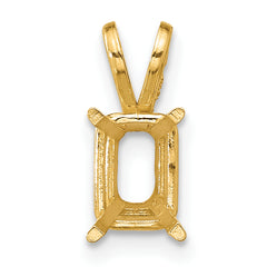 14k 7x5mm Emerald-cut Stone Pendant Mounting (No Stone Included)