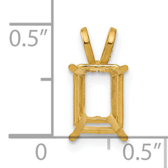 14k 8x6mm Emerald-cut Stone Pendant Mounting (No Stone Included)