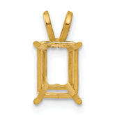 14k 8x6mm Emerald-cut Stone Pendant Mounting (No Stone Included)