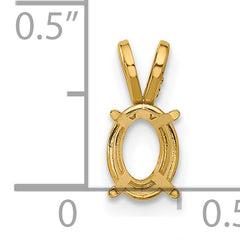 14k 8x6mm Oval Stone Pendant Mounting (No Stone Included)