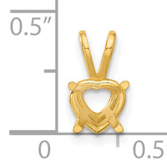 14k 6mm Heart Stone Pendant Mounting (No Stone Included)