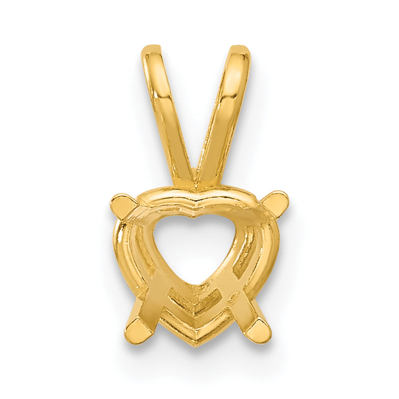 14k 6mm Heart Stone Pendant Mounting (No Stone Included)
