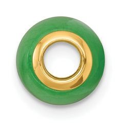 14K Polished Jade Oval Barrel Bead Chain Slide Pendant