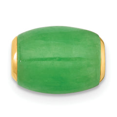 14K Polished Jade Oval Barrel Bead Chain Slide Pendant