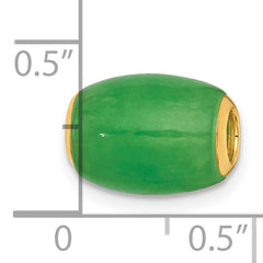 14K Polished Jade Oval Barrel Bead Chain Slide Pendant