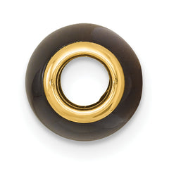 14K Polished Tiger's Eye Oval Barrel Bead Chain Slide Pendant