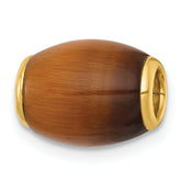 14K Polished Tiger's Eye Oval Barrel Bead Chain Slide Pendant
