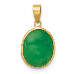 14K Polished Jade Oval Cabochon Pendant