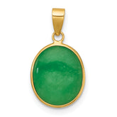 14K Polished Jade Oval Cabochon Pendant