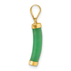 14K Polished Jade Domed Bar Pendant