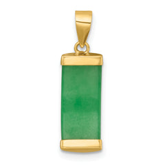 14K Polished Jade Domed Bar Pendant