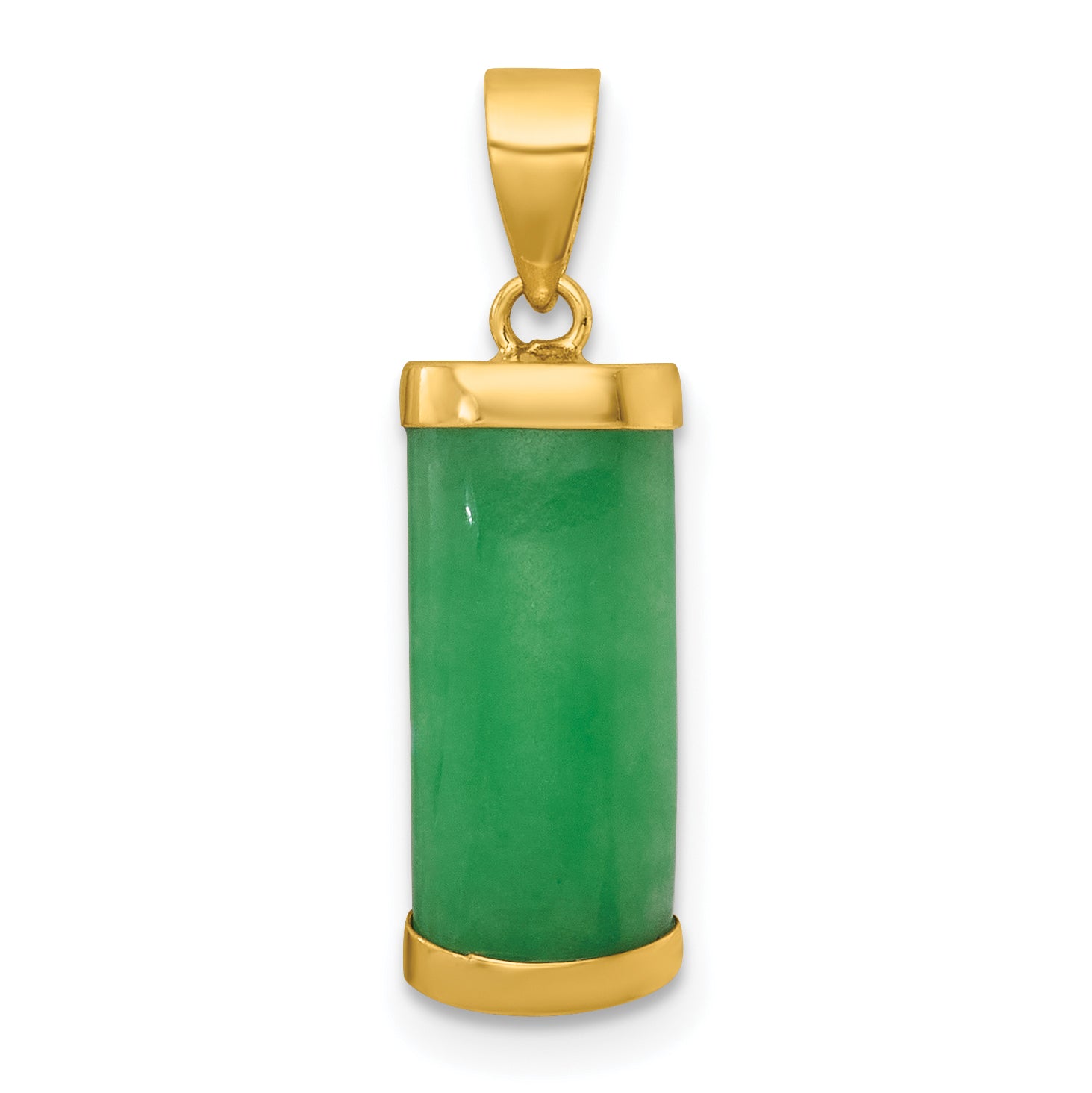 14K Polished Jade Domed Bar Pendant