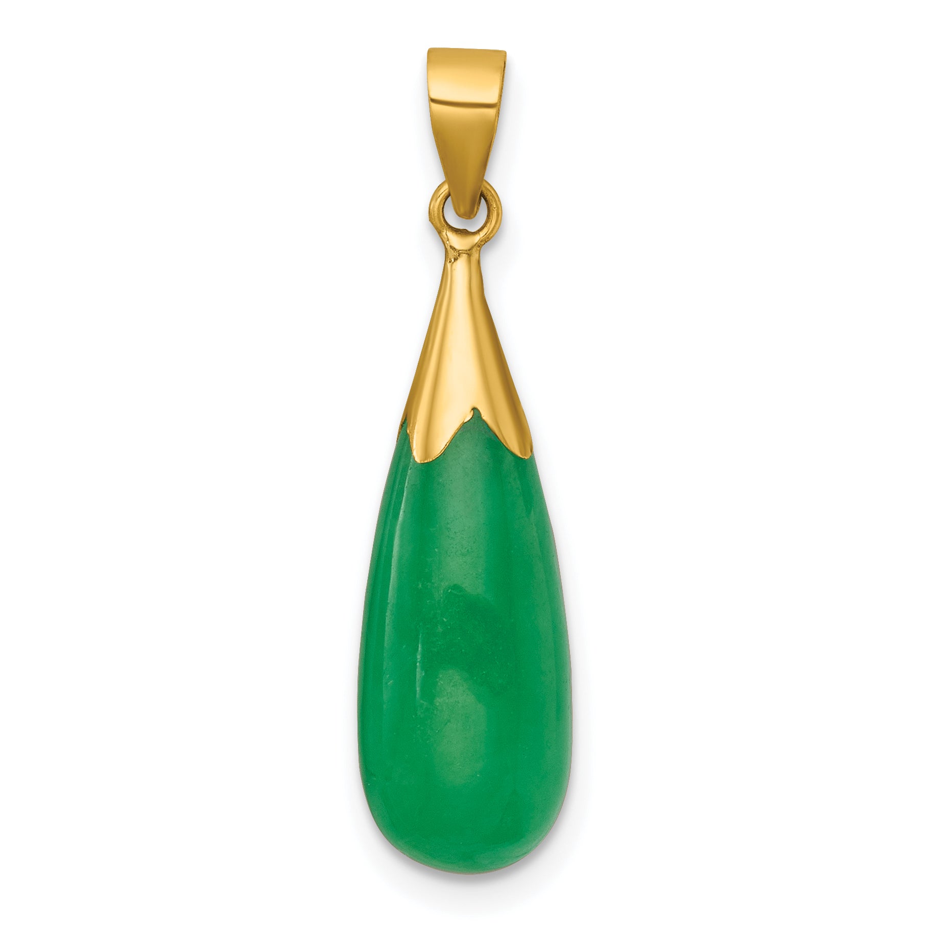 14K Polished Jade Teardrop Pendant