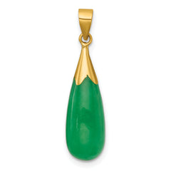 14K Polished Jade Teardrop Pendant