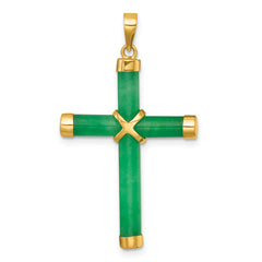 14K Polished Jade -X- Cross Pendant