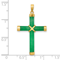 14K Polished Jade -X- Cross Pendant