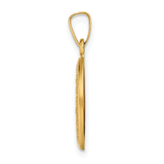 Stunning 14K Polished And Satin Miraculous Medal Hollow Pendant