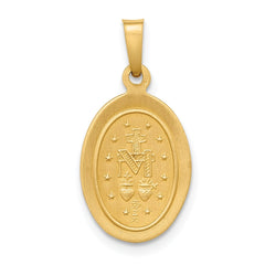 Stunning 14K Polished And Satin Miraculous Medal Hollow Pendant