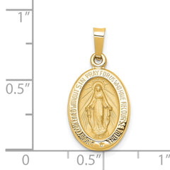 Stunning 14K Polished And Satin Miraculous Medal Hollow Pendant