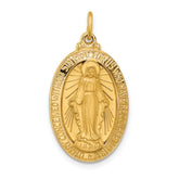 14k Solid Polished/Satin Medium Oval Miraculous Medal