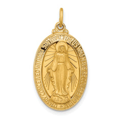 14k Solid Polished/Satin Medium Oval Miraculous Medal