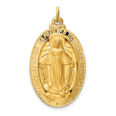 14k Solid Polished/Satin Large Oval Miraculous Medal