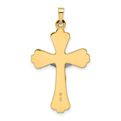 14k Two-tone Polished Solid INRI Curcifix Cross Pendant