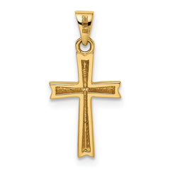 14k w/Rhodium Diamond-cut Small Latin Cross Pendant