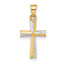 14k w/Rhodium Diamond-cut Small Latin Cross Pendant