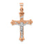 Fleur-de-Lis INRI Crucifix Pendant in 14K Two-Tone Gold, 34mm Textured - Sophia Jewelers