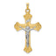 14k Two-tone Polished Solid INRI Fleur de Lis Crucifix Pendant