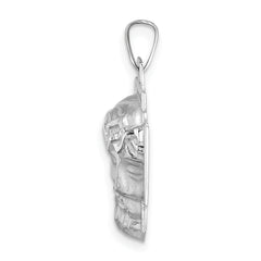 14k White Gold Polished and Satin Solid Jesus Head Pendant