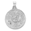 14k White Gold Polished and Satin Hollow Jesus Face Disc Pendant