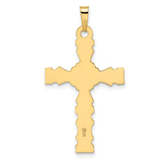14k Polished Solid Floral Center Cross Pendant