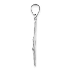 14k White Gold Polished and Satin Hollow Jesus Face Disc Pendant