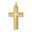 14k Two-tone Polished Hollow Woven Double Cross Pendant