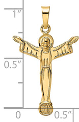 14k Polished Solid Risen Christ Pendant