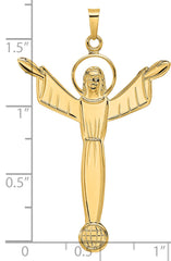 14k Polished Solid Risen Christ Pendant