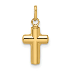 14k Polished Puffed Cross Pendant